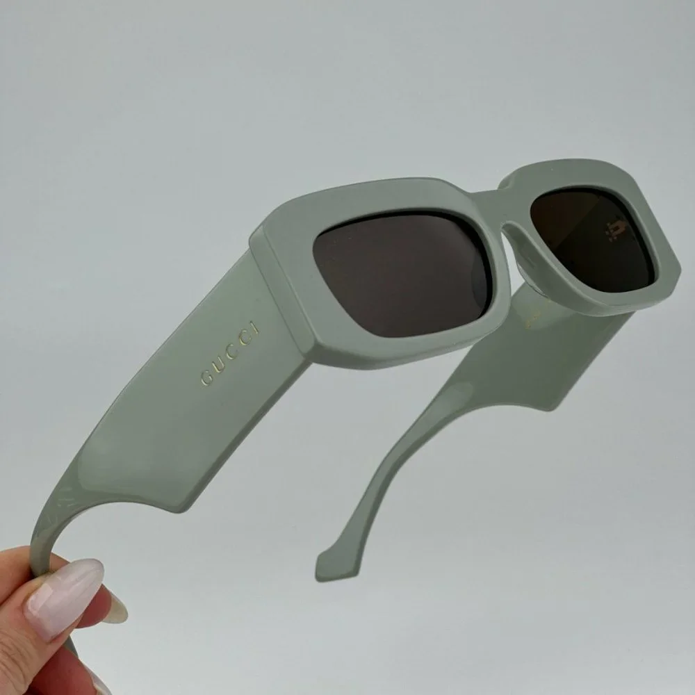 Gucci GG1426S 004 BRAND NEW Sunglasses Solid Sage Brown Unisex Rectangle